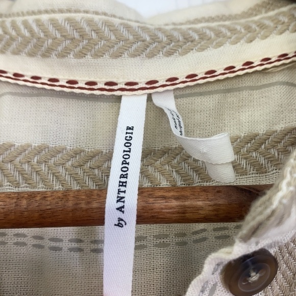 Anthropologie - Delphine Textured Light Beige Cream Tunic Dress Size Small - Picture 13 of 14